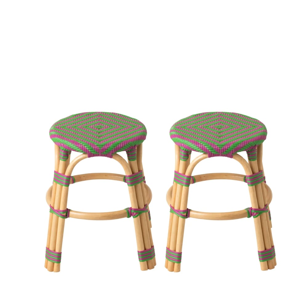Lot de 2 tabourets bistrot tressés vert