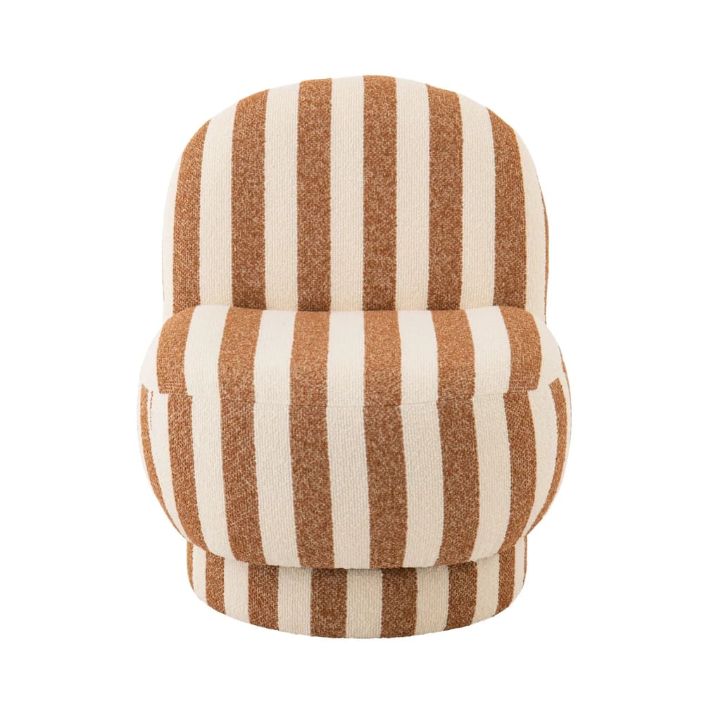 Fauteuil en tissu à rayures orange terracotta