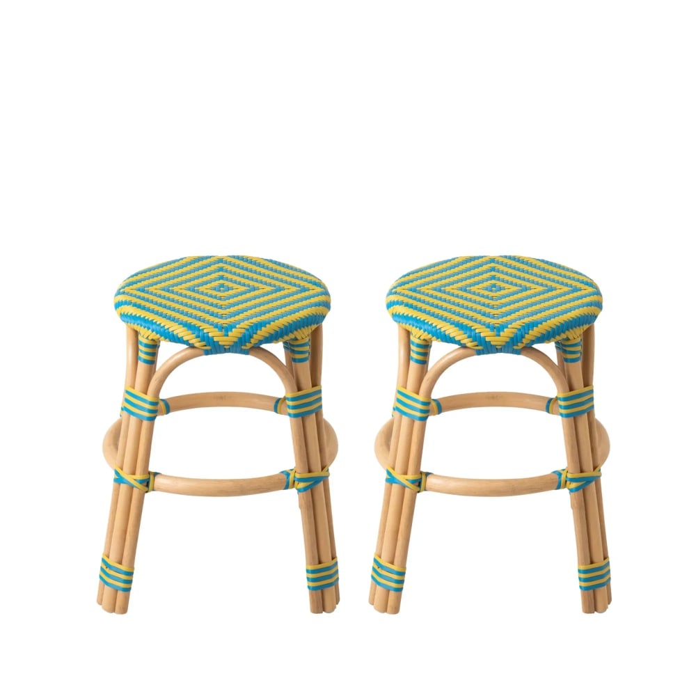 Lot de 2 tabourets bistrot tressés jaune