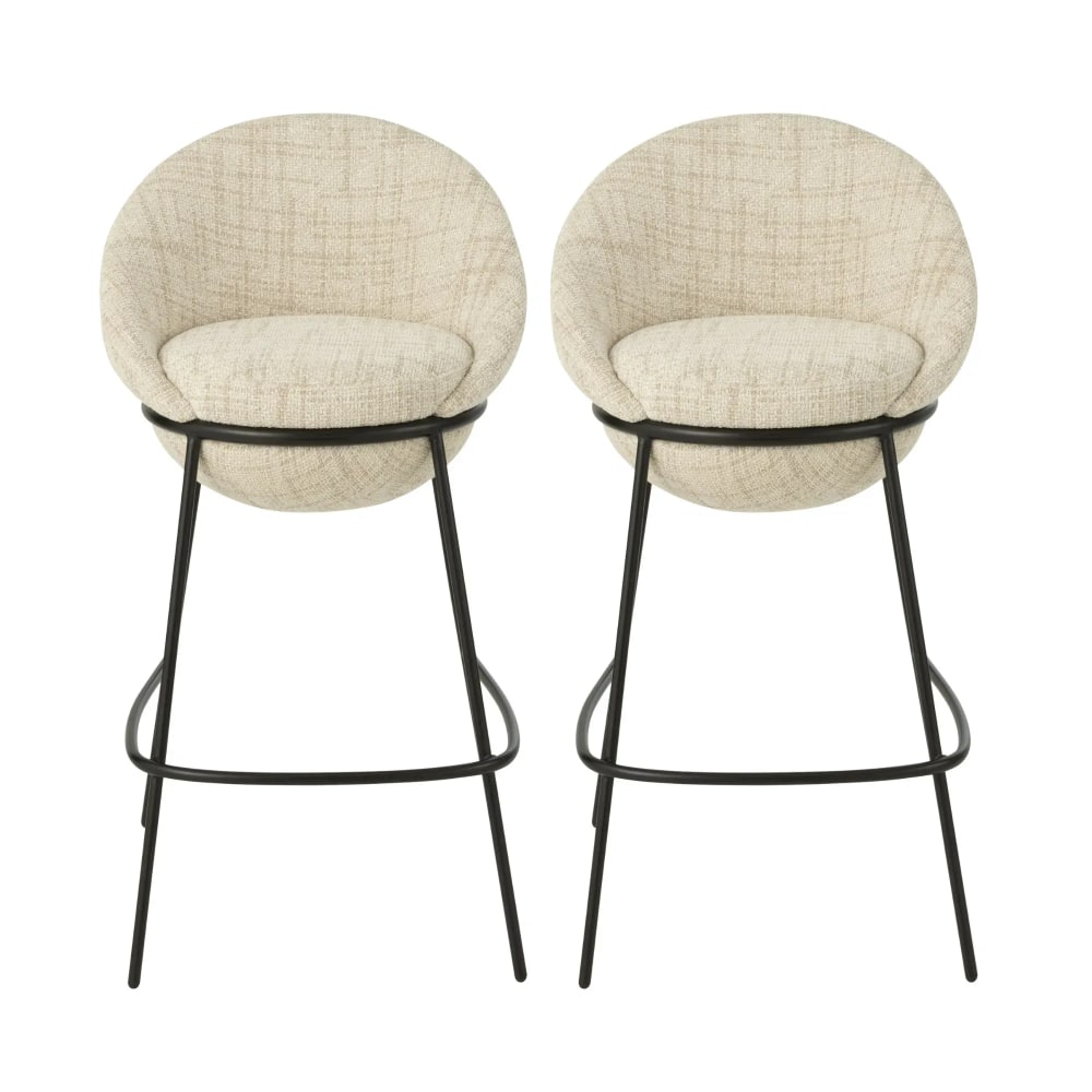 Lot de 2 tabourets de bar design en tissu beige Lot de 2 tabourets de bar design en tissu beige