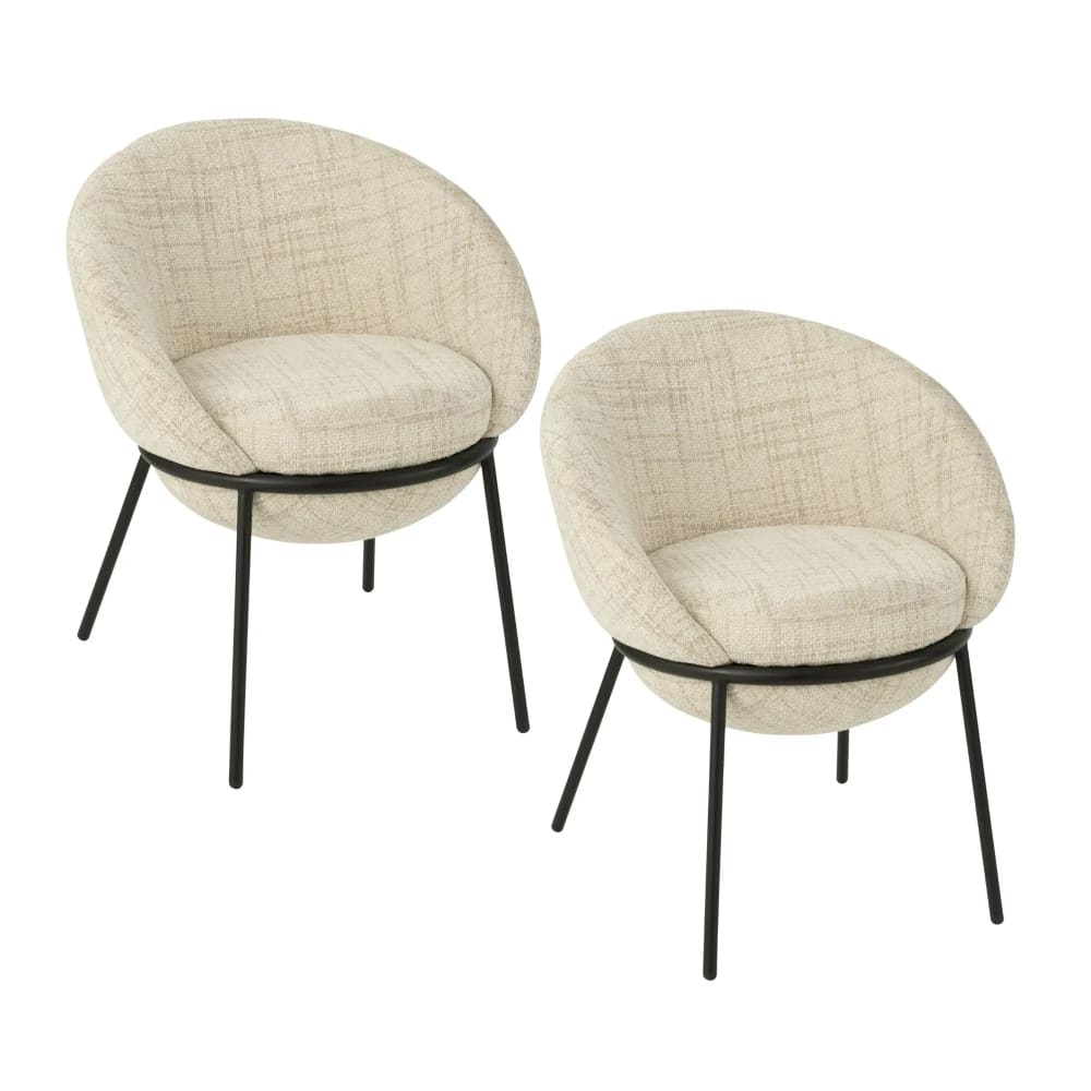 Lot de 2 chaises de salle à manger design en tissu beige Lot de 2 chaises de salle à manger design en tissu beige