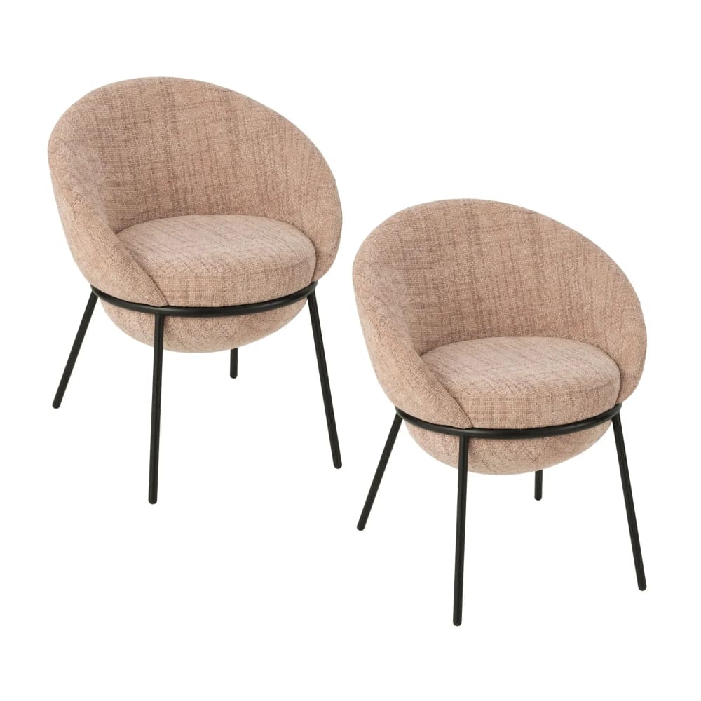 Lot de 2 chaises de salle à manger design en tissu rose poudré Lot de 2 chaises de salle à manger design en tissu rose poudré