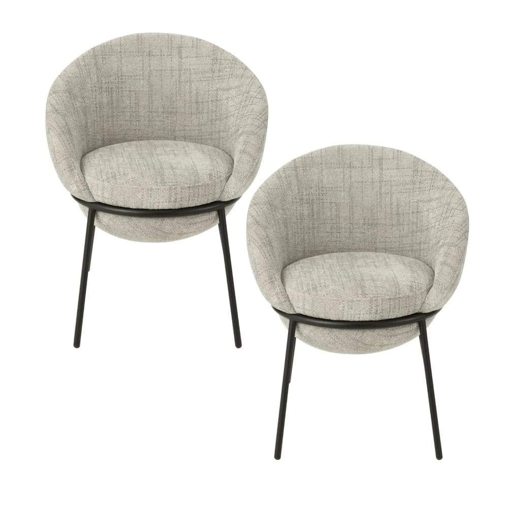 Lot de 2 chaises de salle à manger design en tissu gris clair Lot de 2 chaises de salle à manger design en tissu gris clair