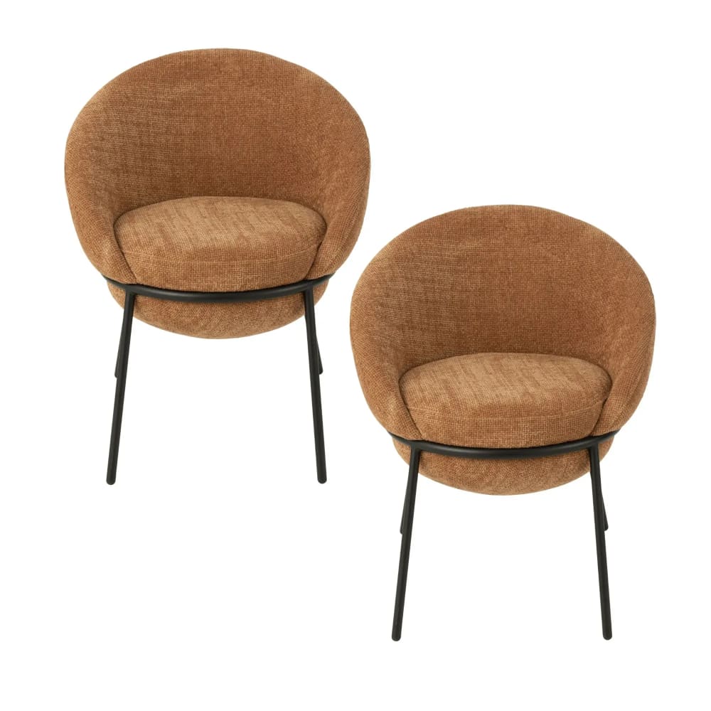 Lot de 2 chaises de salle à manger design en tissu orange terracotta Lot de 2 chaises de salle à manger design en tissu orange terracotta