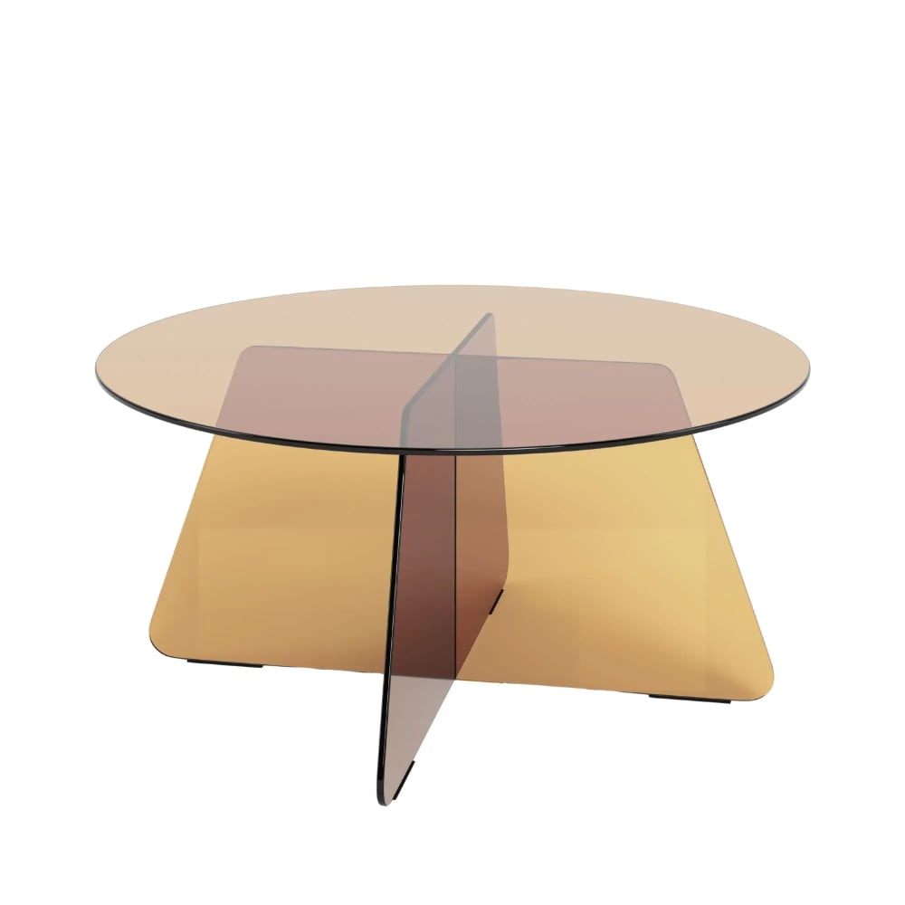 Table basse ronde d80 en verre cognac Table basse ronde d80 en verre cognac