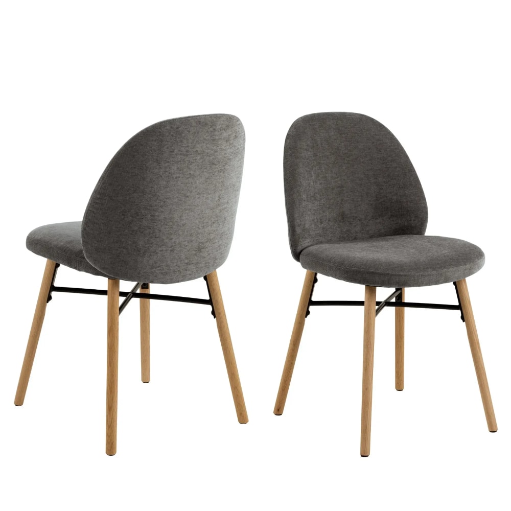 Lot de 2 chaise scandinave grise en tissu Lot de 2 chaise scandinave grise en tissu