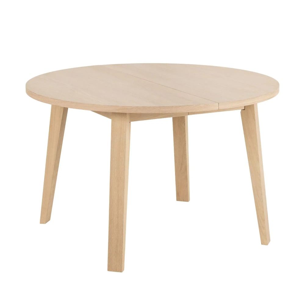 Table ronde extensible en chêne blanchi l120/220 4/8 places Table ronde extensible en chêne blanchi l120/220 4/8 places
