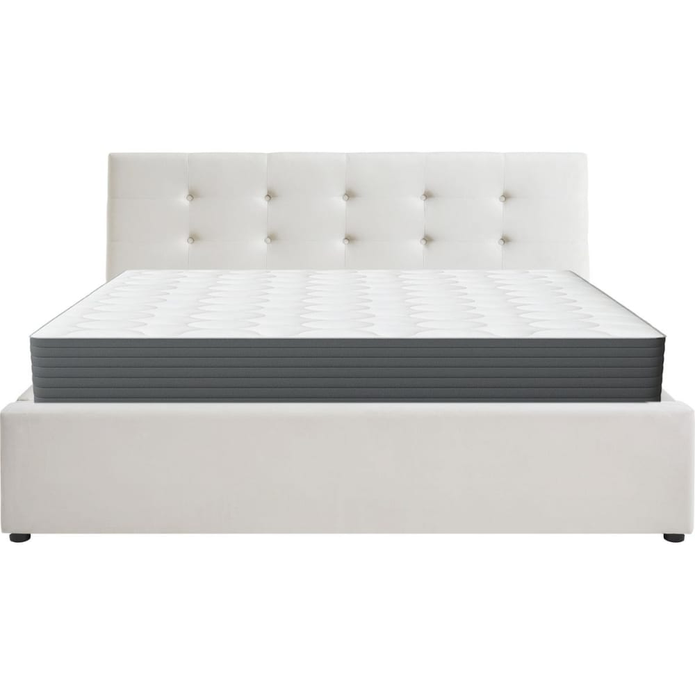 Lit coffre 140x190 velours beige + matelas mémoire de forme