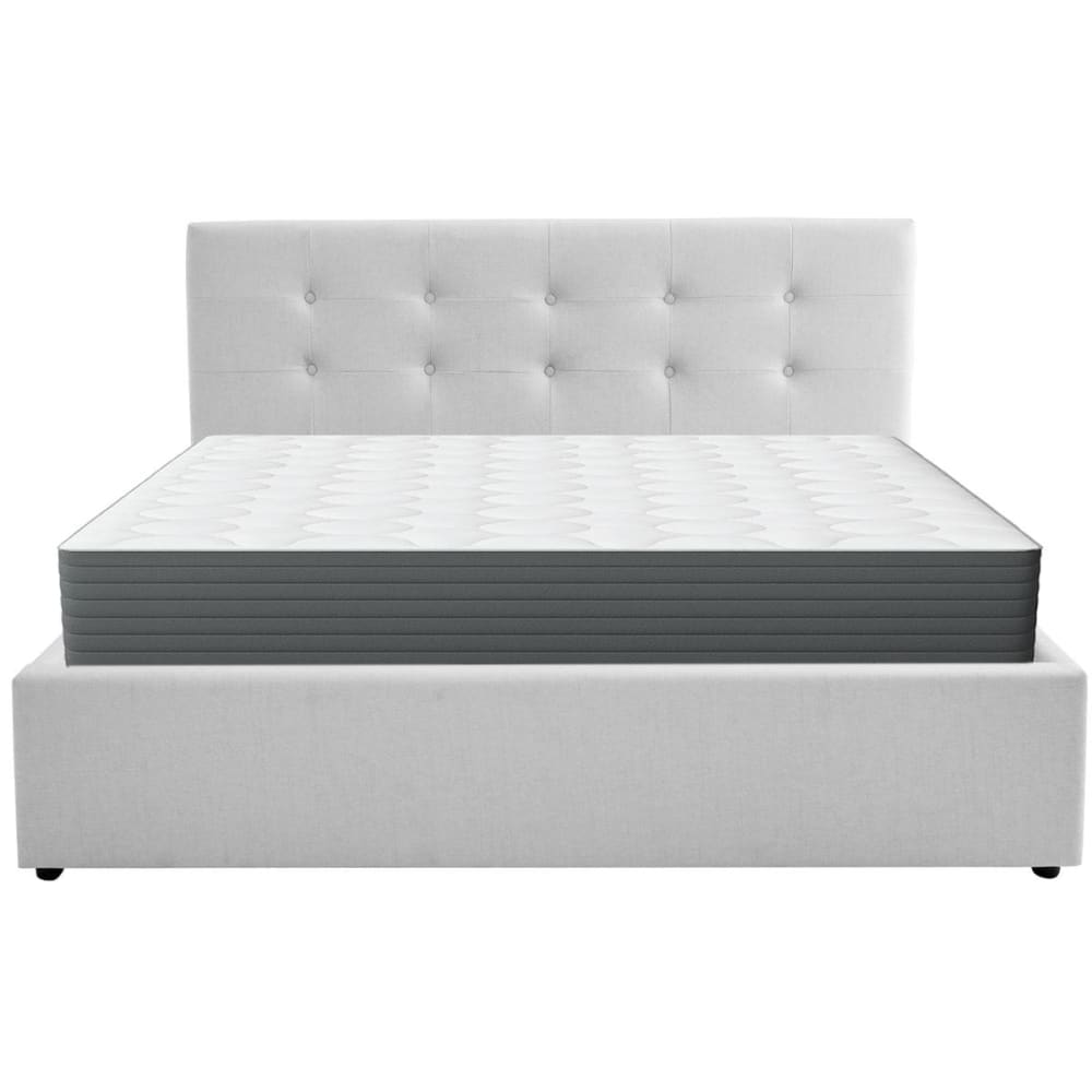 Lit coffre 140x190 tissu gris + matelas mémoire de forme Lit coffre 140x190 tissu gris + matelas mémoire de forme