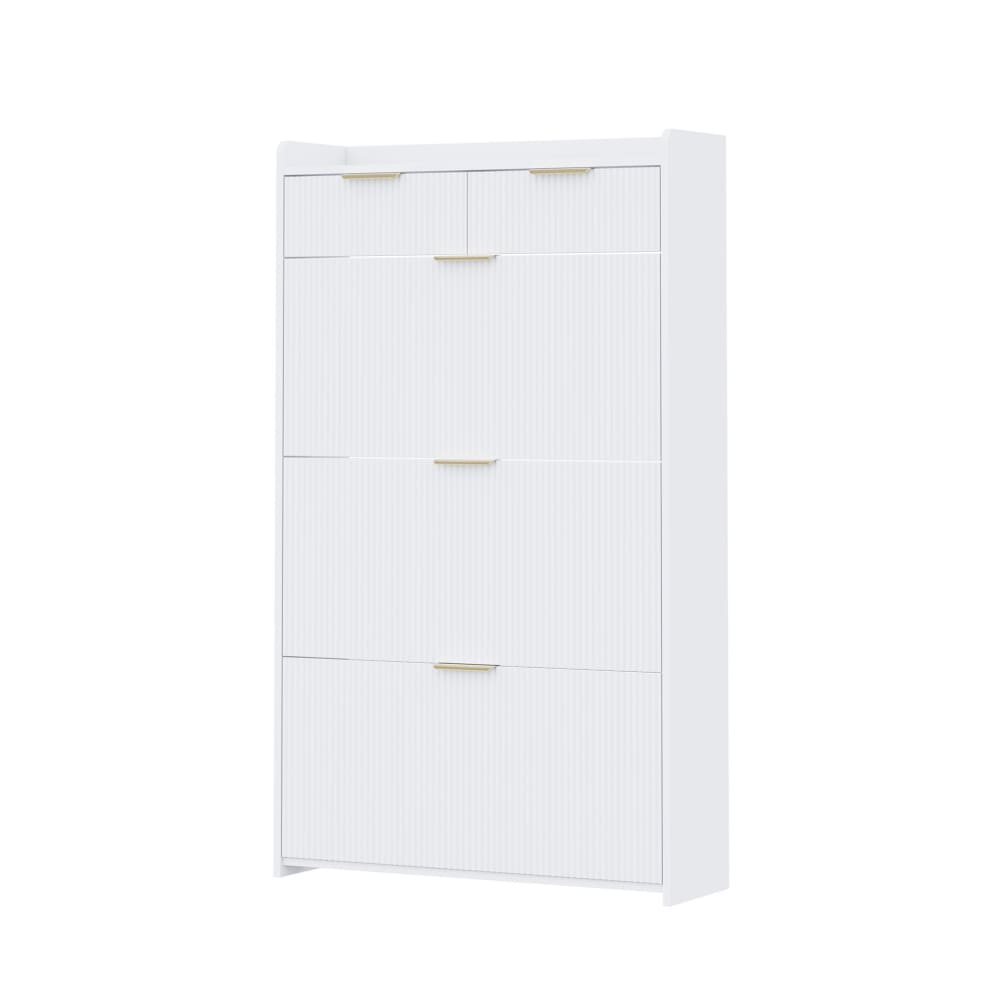 Hauss Spole Schuhschrank aus Spanplatte, weiß, 3 Klappfächer, 2 Schubladen style modern - Spanplatte