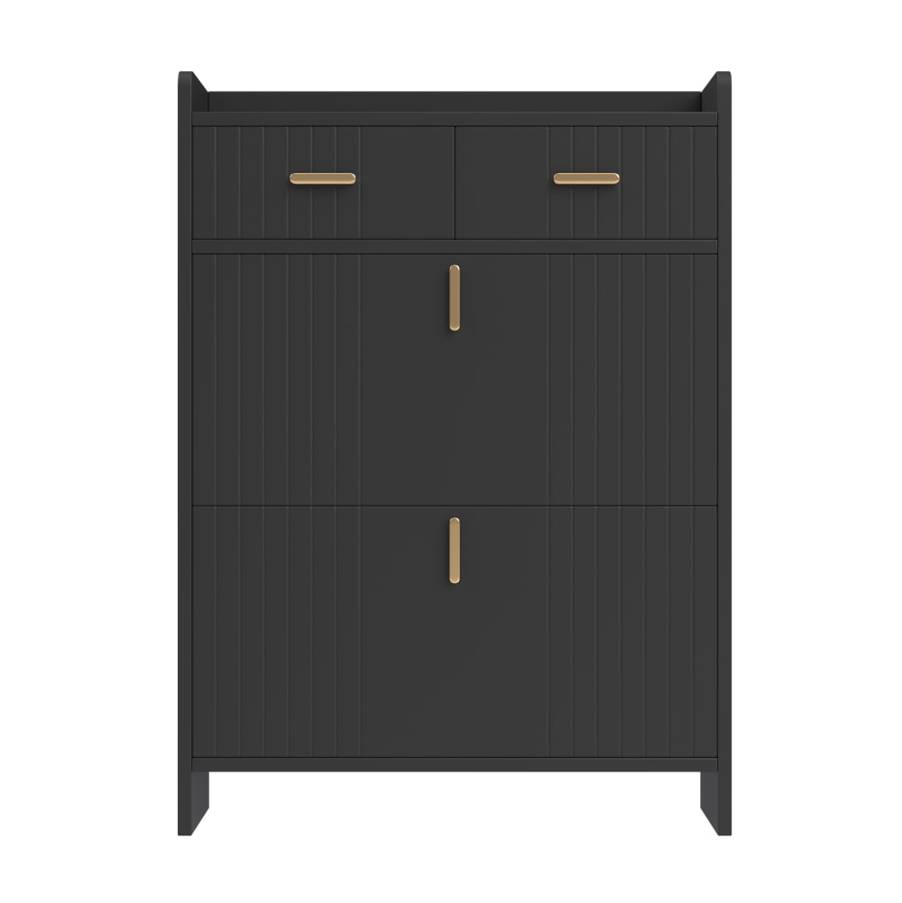 Hauss Spole Schuhschrank aus Spanplatte schwarz mit 2 Klappfächern style modern - Spanplatte