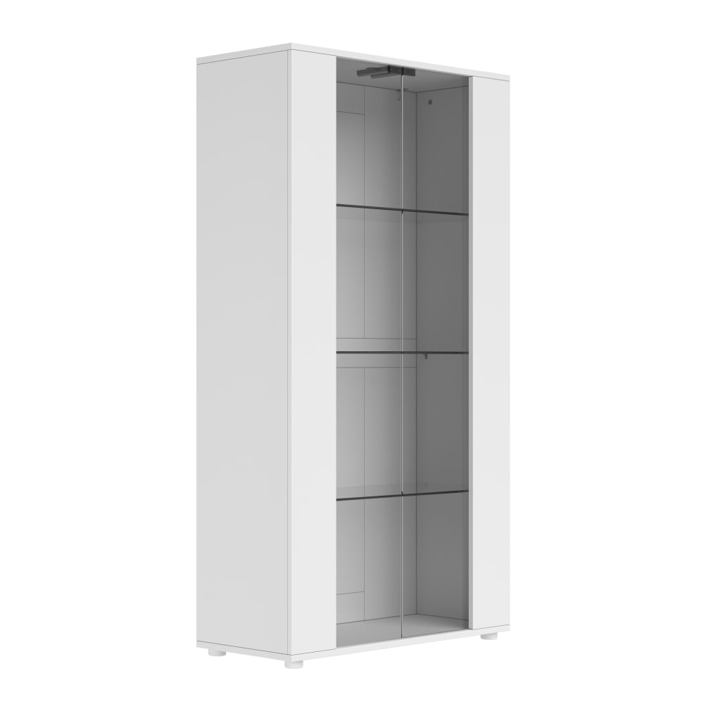 Hauss Spole Vitrinenschrank aus Spanplatte in Weiß mit 2 Glastüren style modern Weiß Spanplatte