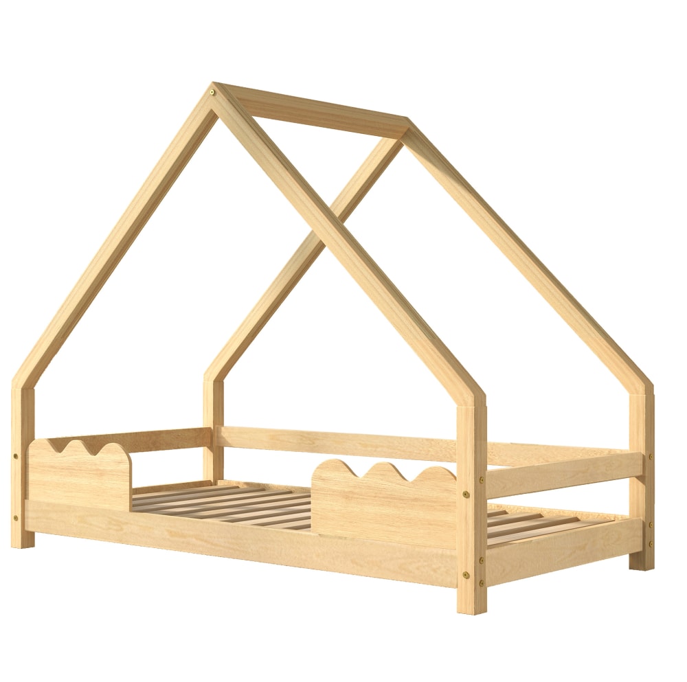 Lit cabane enfant en panneau de particules naturel 90 x 200 cm