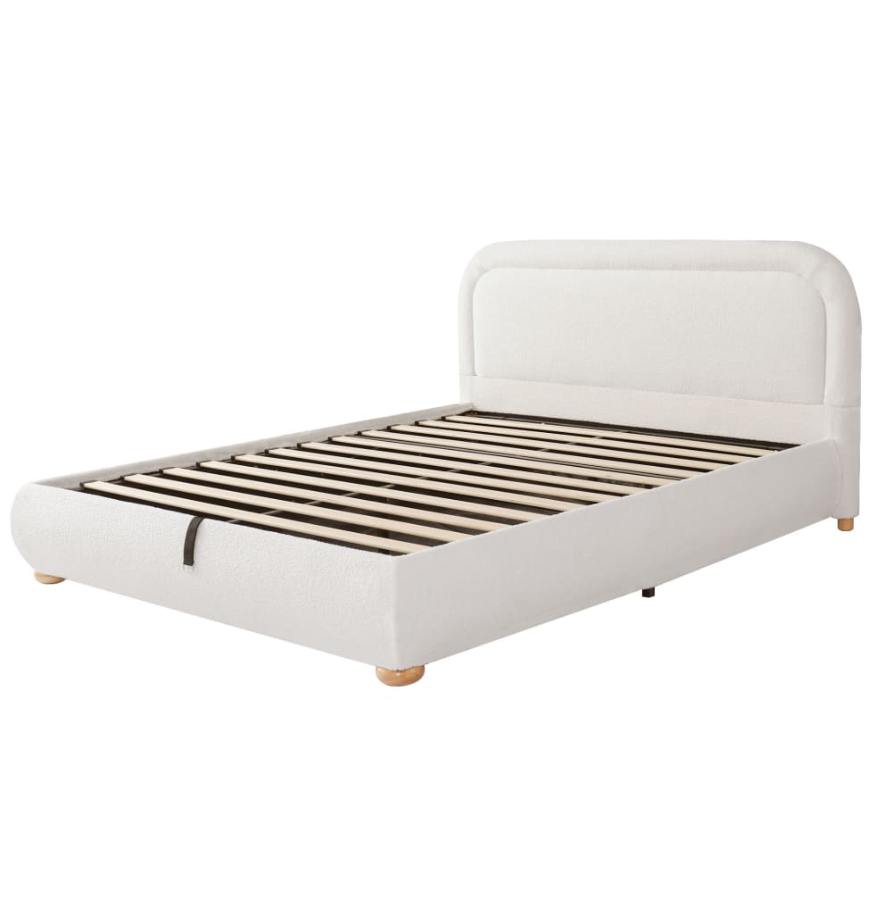 Lit en polyester blanc 160 x 200 cm avec coffre hydraulique