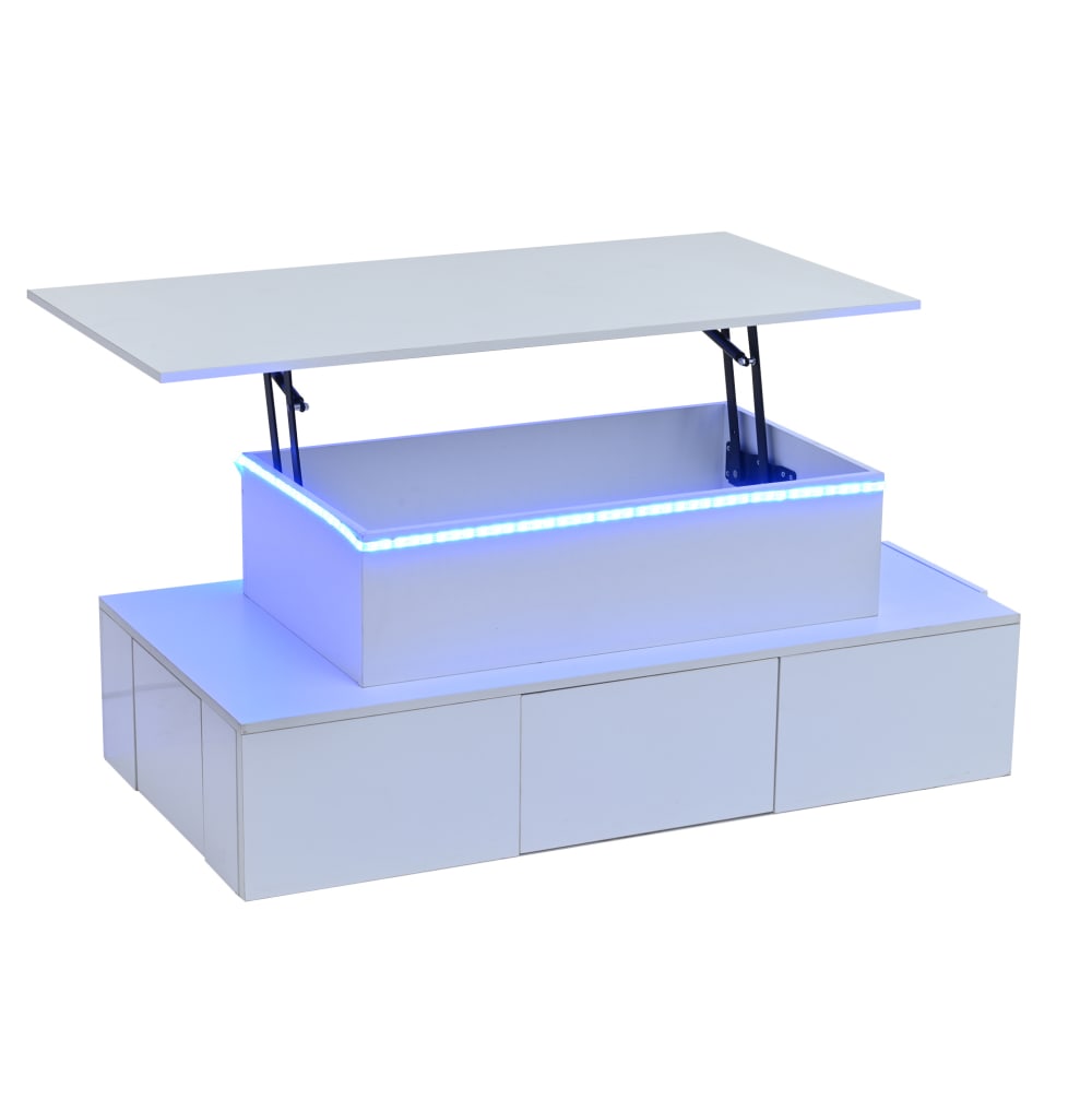 Hauss Spole Couchtisch aus Holzwerkstoff weiß mit LED style modern - Spanplatte