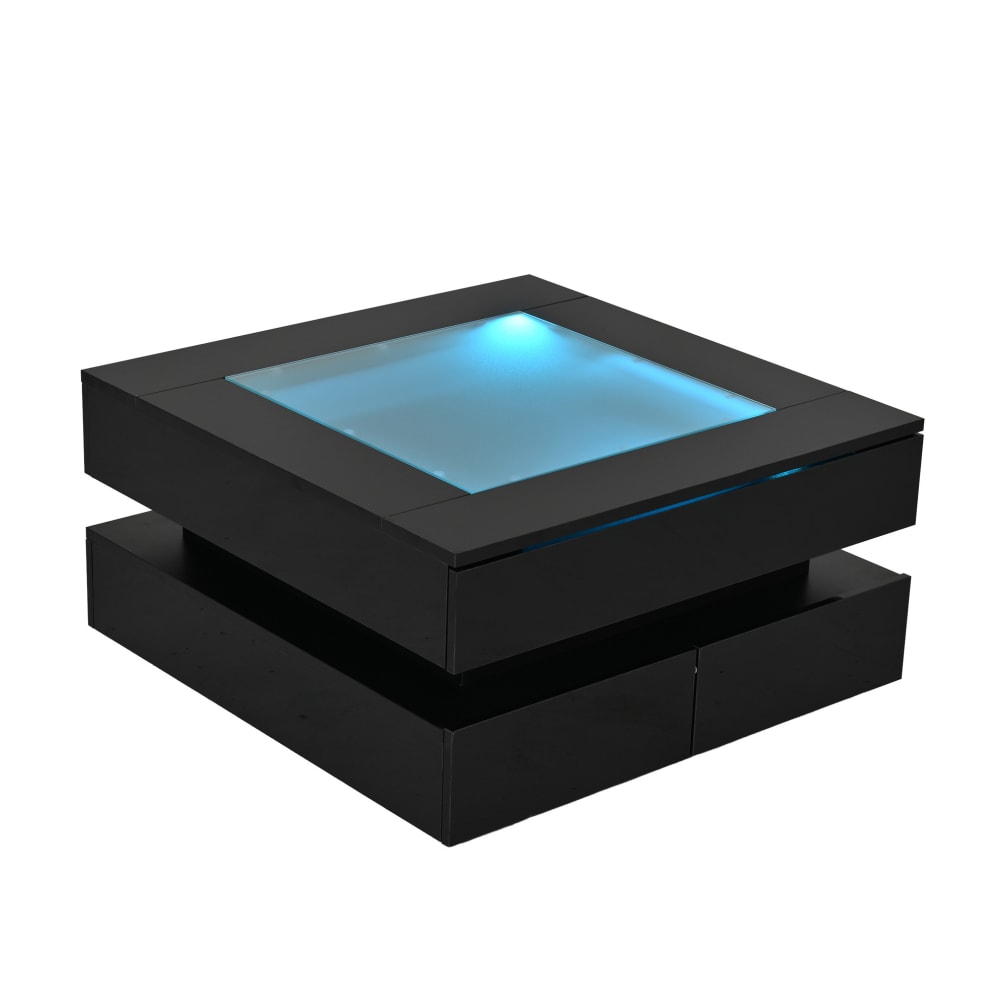 Hauss Spole Couchtisch aus Holzwerkstoff schwarz mit LED und 3 Schubladen style modern - Spanplatte