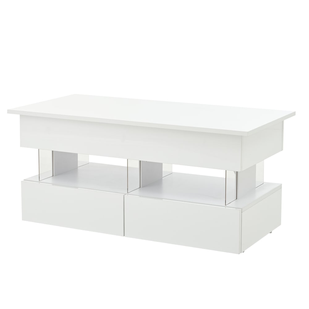 Hauss Spole Couchtisch aus Holzwerkstoff weiß mit höhenverstellbarer Tischplatte style modern - Spanplatte