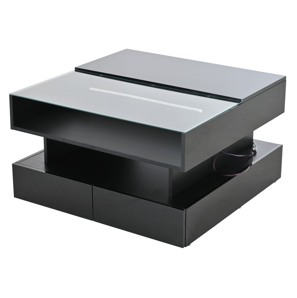 Hauss Spole Couchtisch höhenverstellbar aus Spanplatte schwarz mit LED style modern - Spanplatte