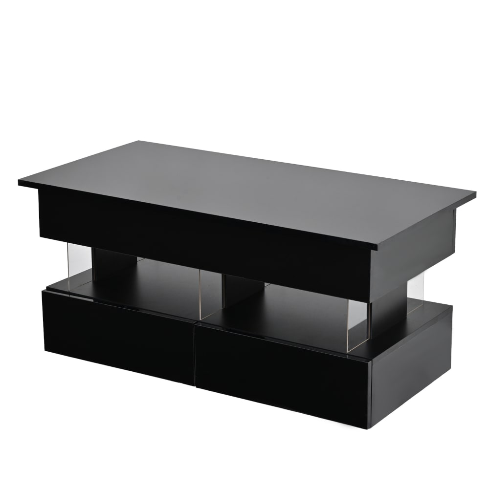Hauss Spole Couchtisch aus Holzwerkstoff schwarz mit Hubfunktion und LED style modern - Spanplatte