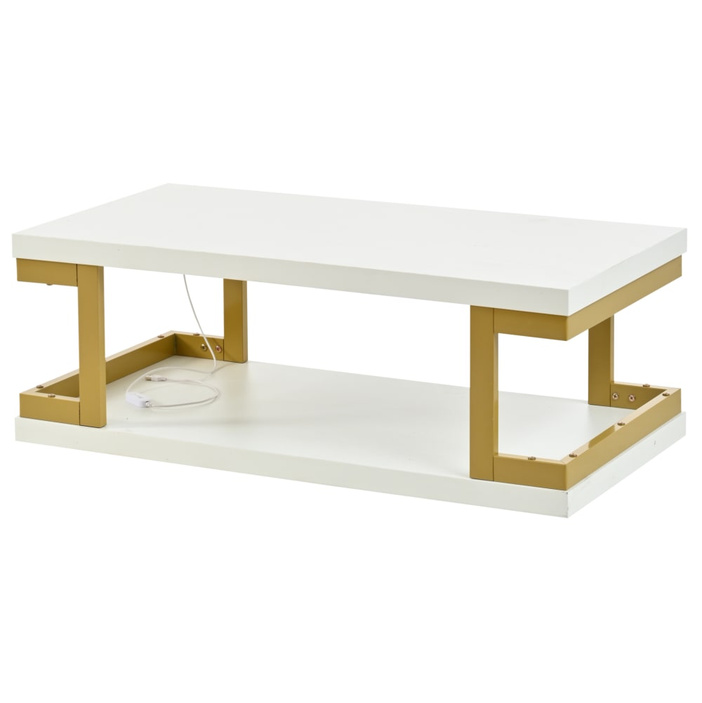 Hauss Spole Couchtisch aus Holzwerkstoff weiß mit LED, 100 x 50 x 37,5 cm style modern - Spanplatte
