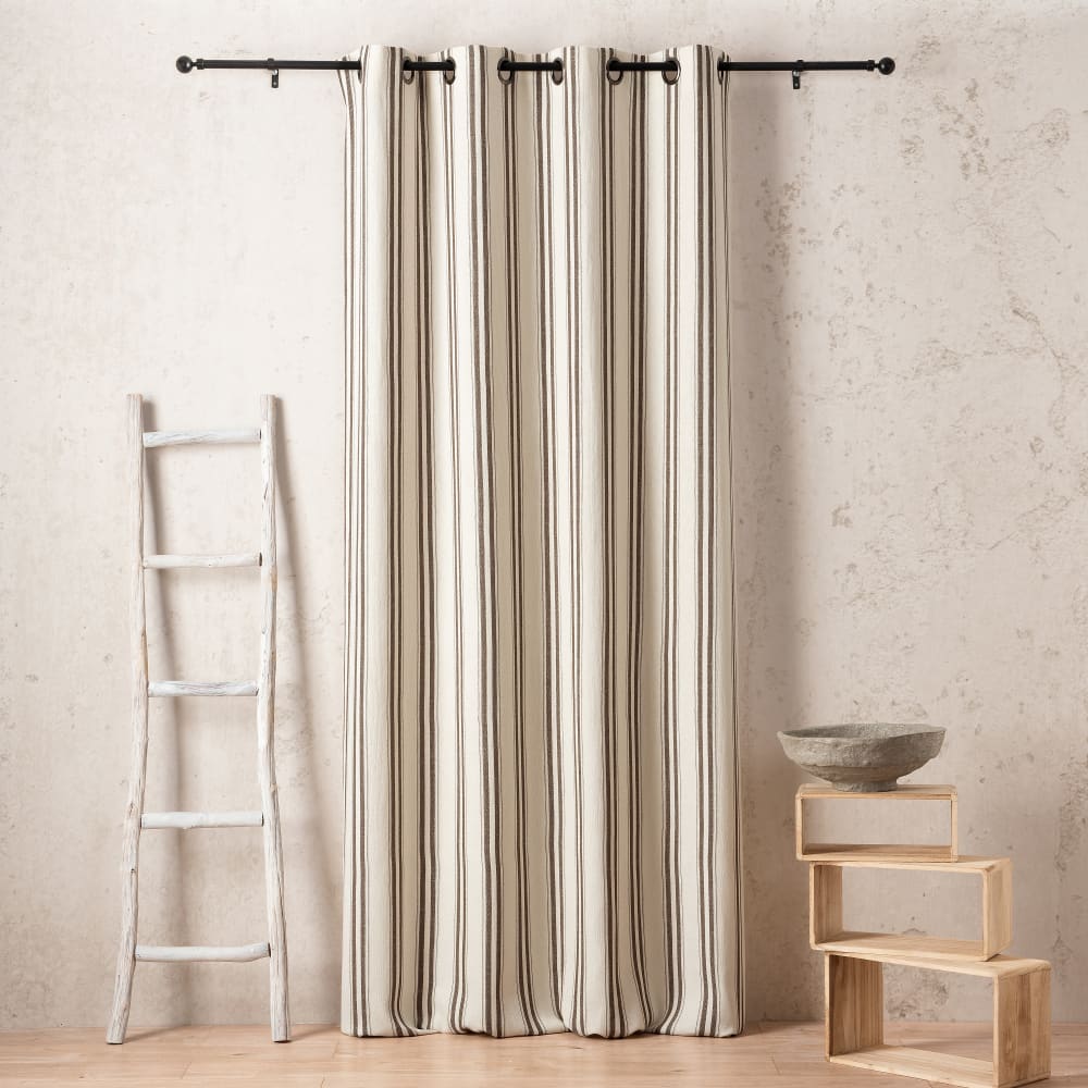 Rideau coton recyclé tissé en france - 140x280cm - taupe