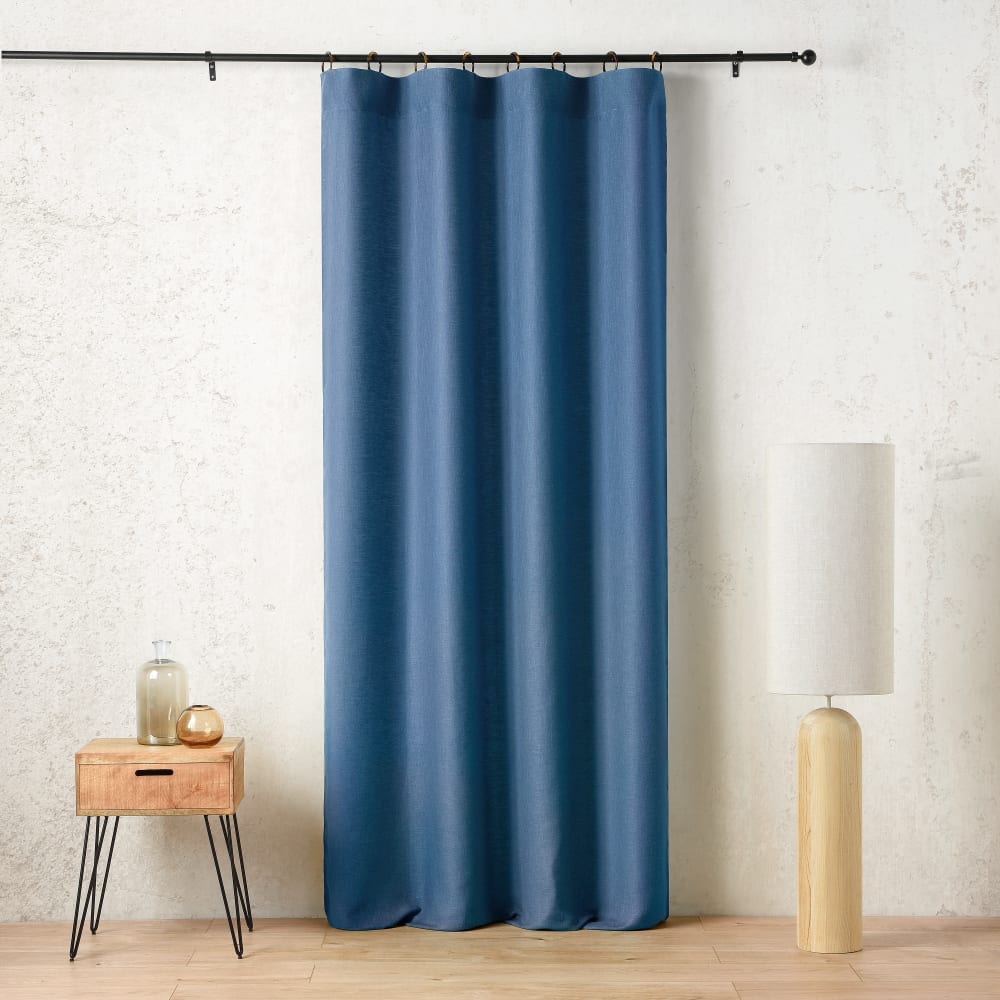 Rideau à anneaux - tissé en france - 145x260cm - bleu marine