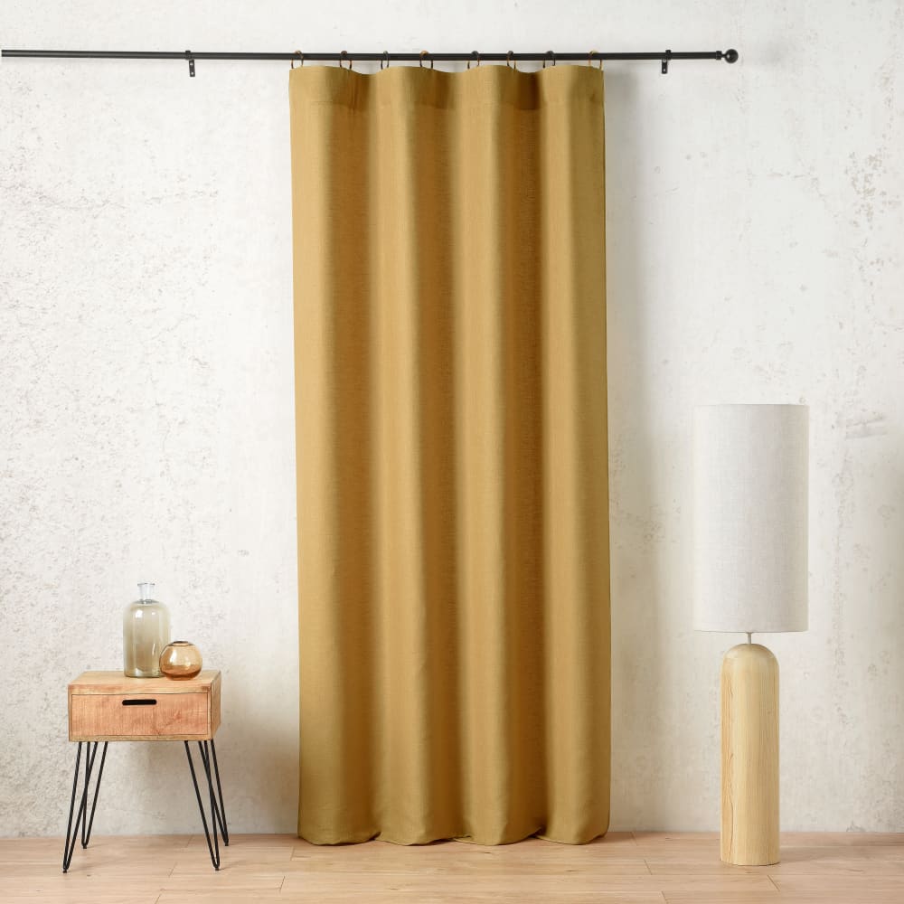 Rideau à anneaux - tissé en france - 145x260cm - moutarde