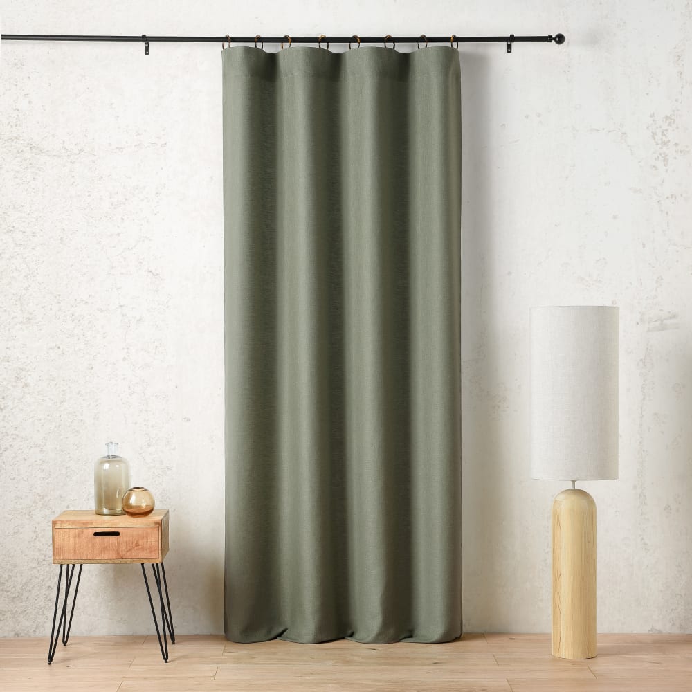 Rideau à anneaux - tissé en france - 145x260cm - vert kaki