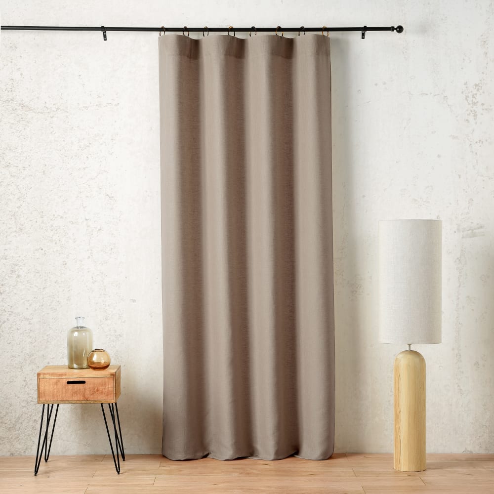 Rideau à anneaux - tissé en france - 145x260cm - taupe