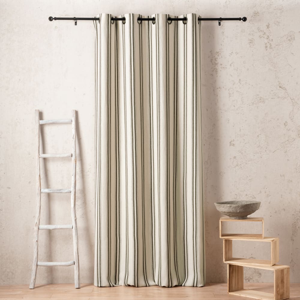 Rideau - coton recyclé tissé en france - 140x280cm - vert kaki