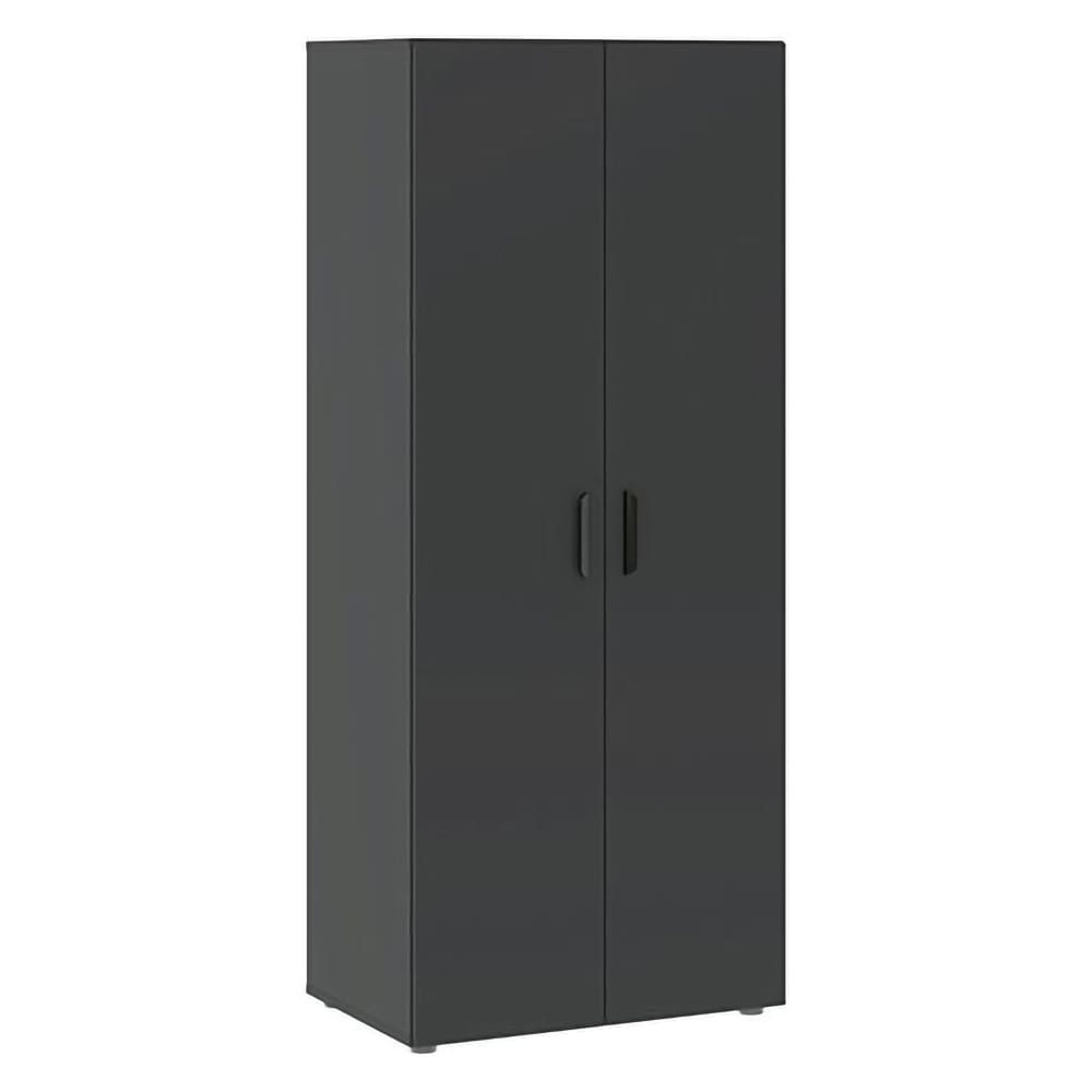 Dmora Kleiderschrank 2 Türen, Edles Holz, Schwarz Schwarz Holz