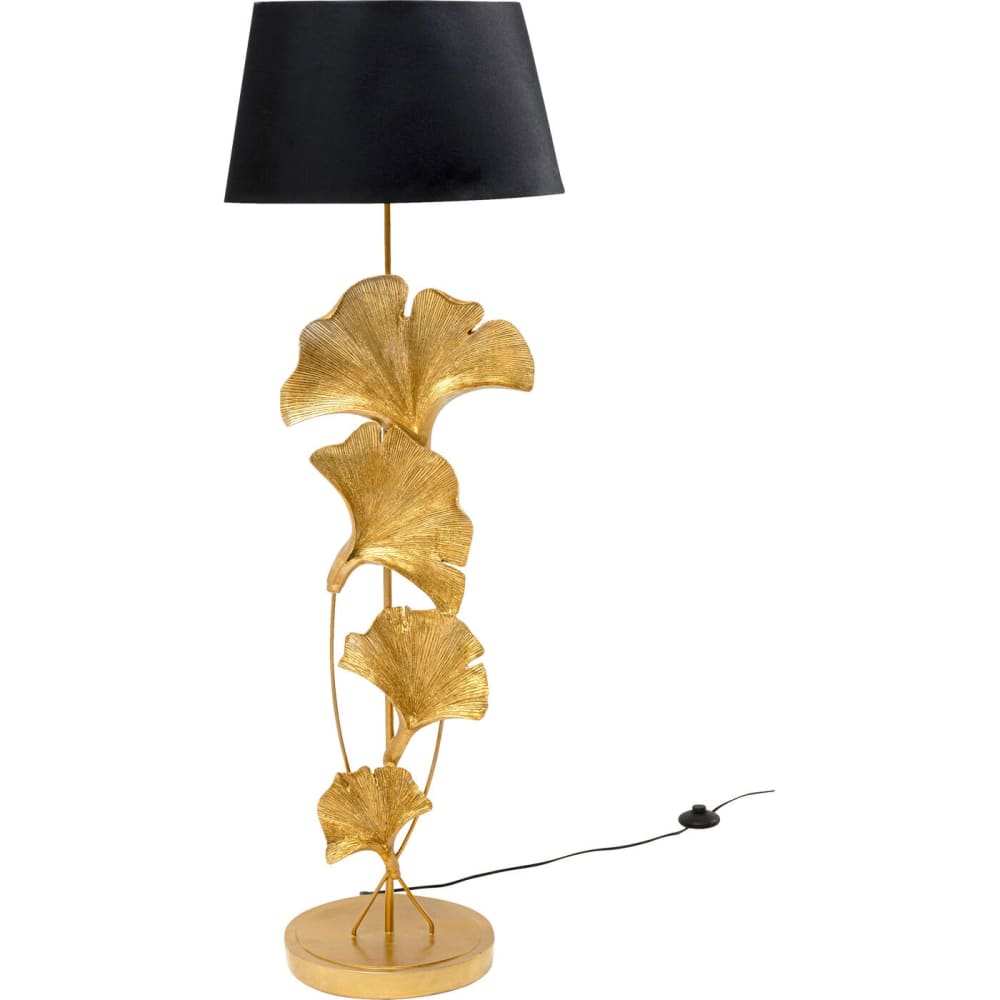 Lampadaire feuilles de ginkgo en polyrésine dorée h129