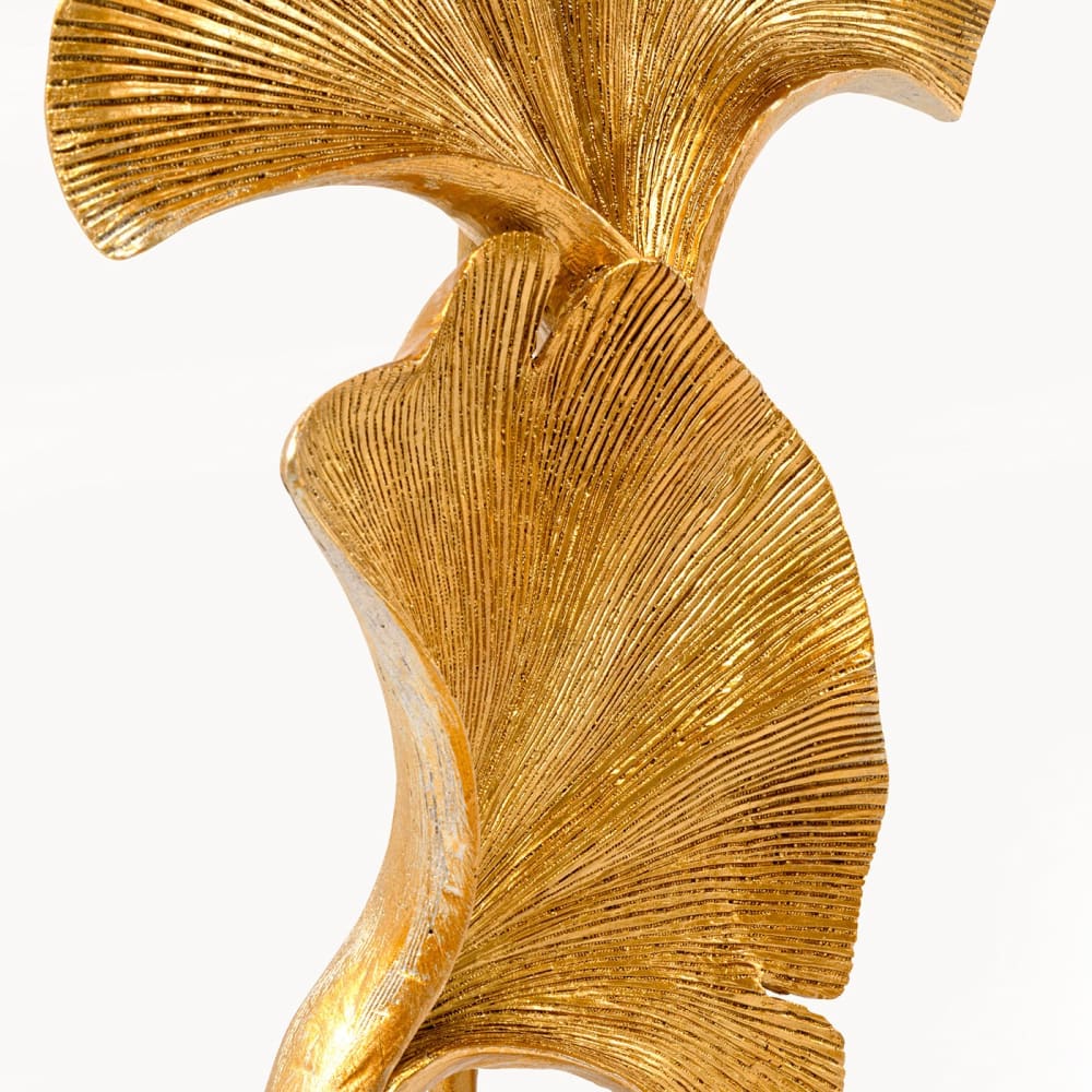 Lampadaire feuilles de ginkgo en polyrésine dorée h129 — vue 4