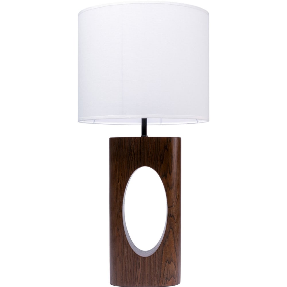 Lampe en noyer et polyester blanc