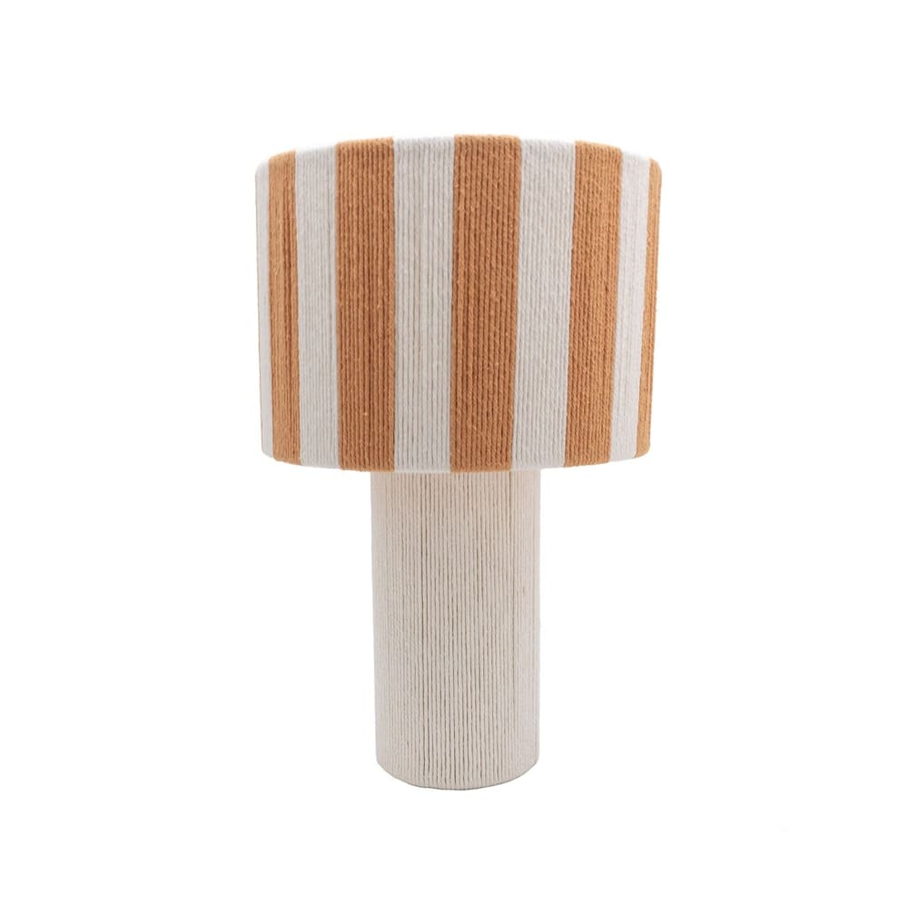 Lampe de table moyo en coton rayures blanc et orange ø28 cm