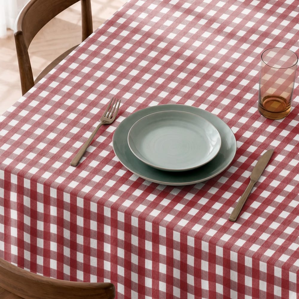 Jacquard-Tischdecke Vichy fleckabweisend Rot 140x200cm - Maisons