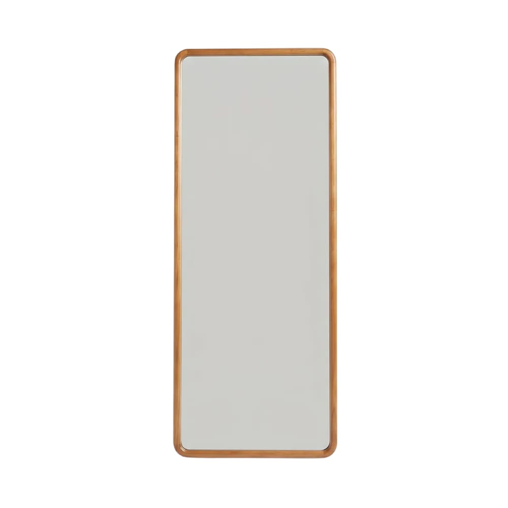 espejo pared marco madera redondeado 160x60x3cm marron oscuro