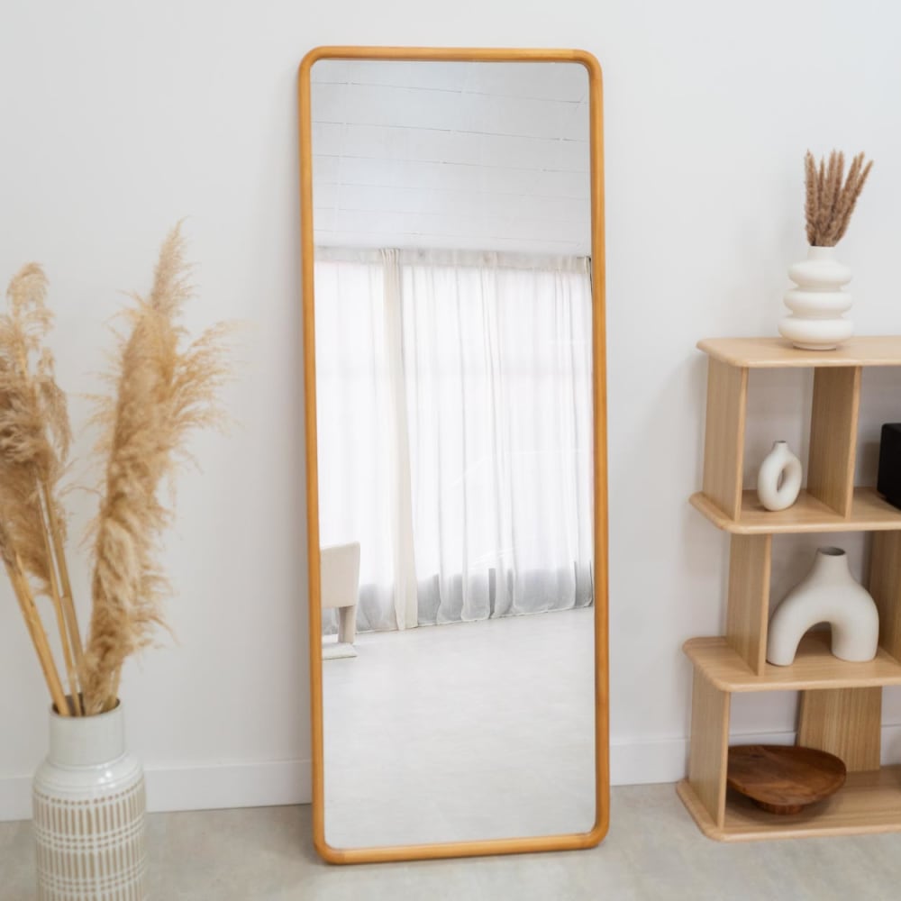Standspiegel Abgerundeter Holzrahmen 160x60x3cm Braun - Maisons