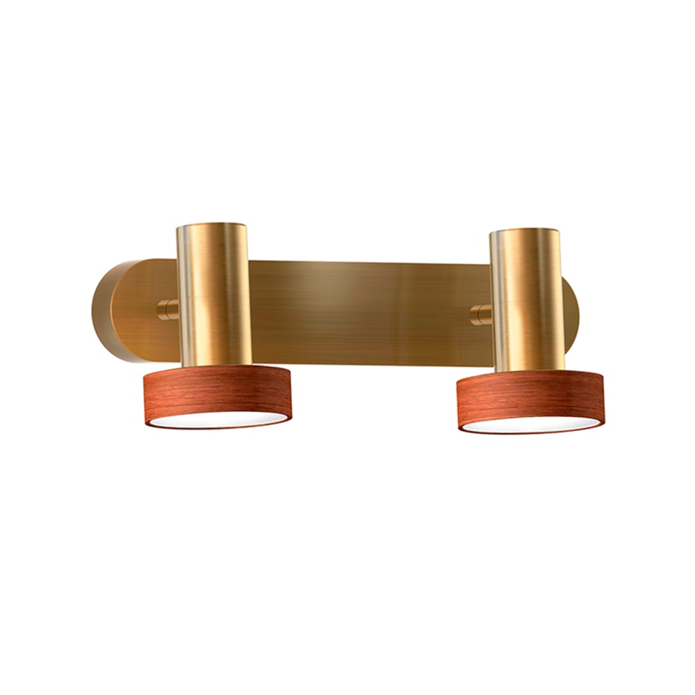 Applique murale led laiton et bois 2 spots ip23 10w