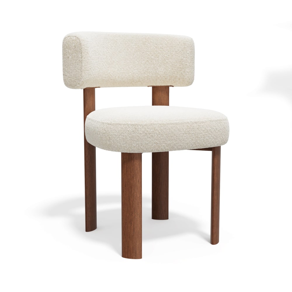 Lot de 2 chaises en tissu bouclette crème Lot de 2 chaises en tissu bouclette crème