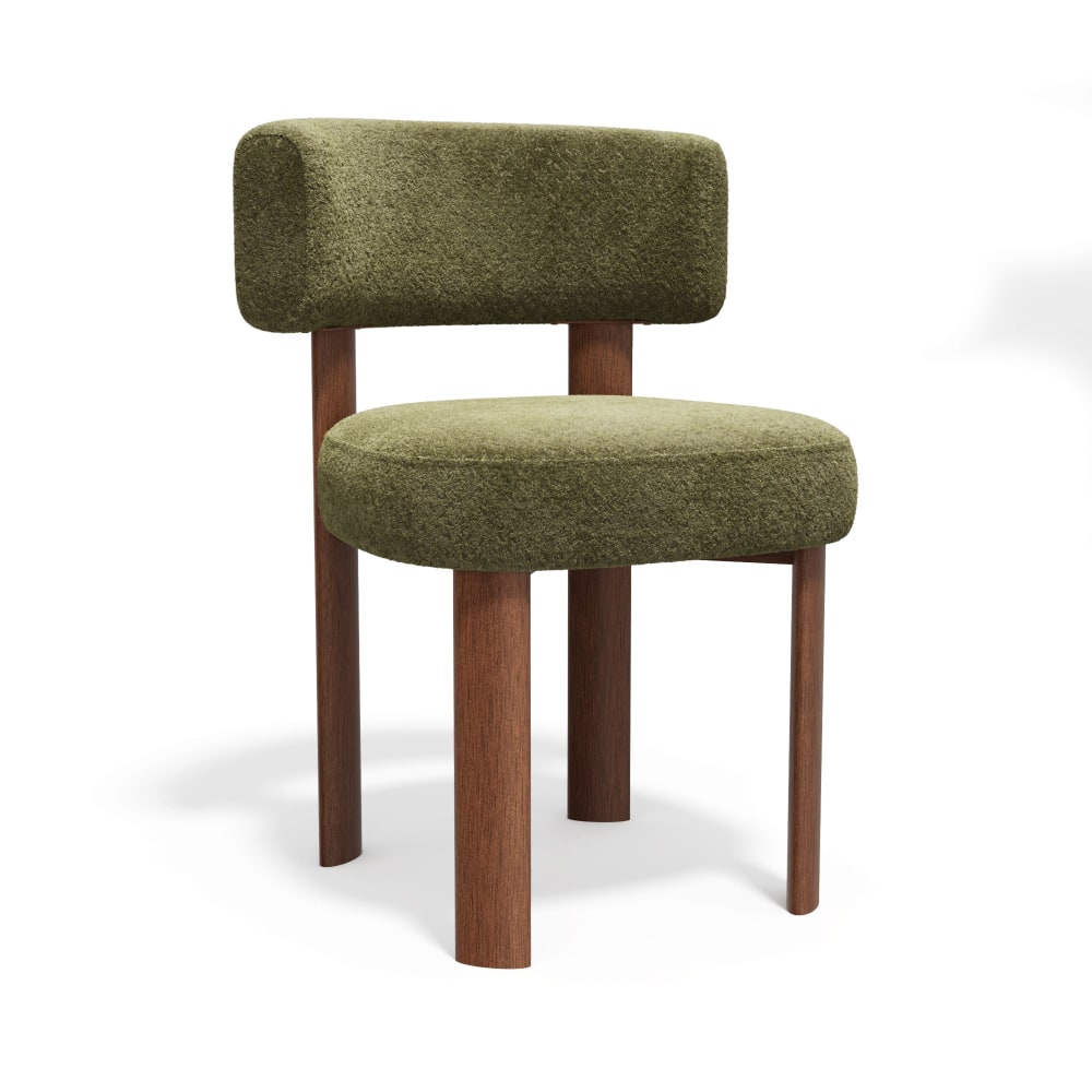 Lot de 2 chaises en tissu bouclette kaki Lot de 2 chaises en tissu bouclette kaki