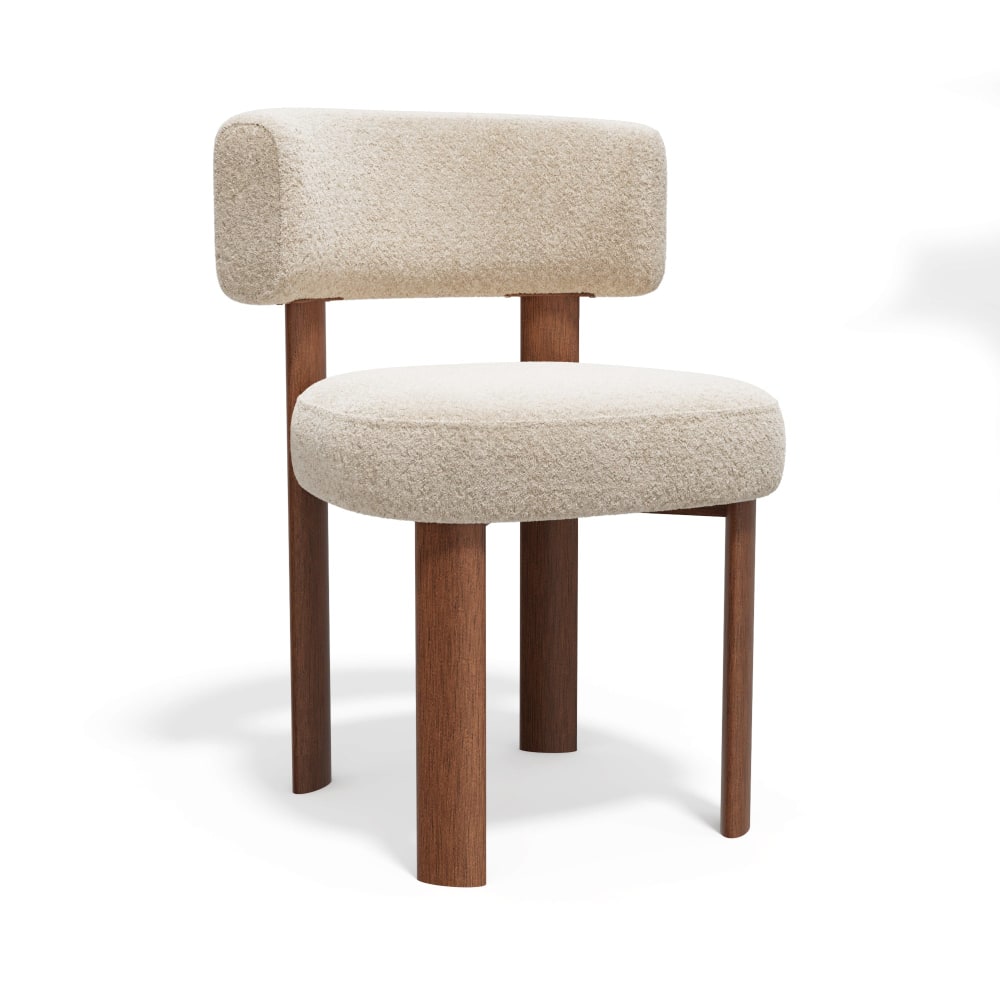 Lot de 2 chaises en tissu bouclette beige Lot de 2 chaises en tissu bouclette beige