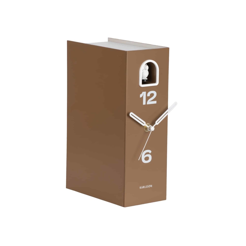 Horloge de table polystyrène brun moka 17.4x9.5x25cm Horloge de table polystyrène brun moka 17.4x9.5x25cm