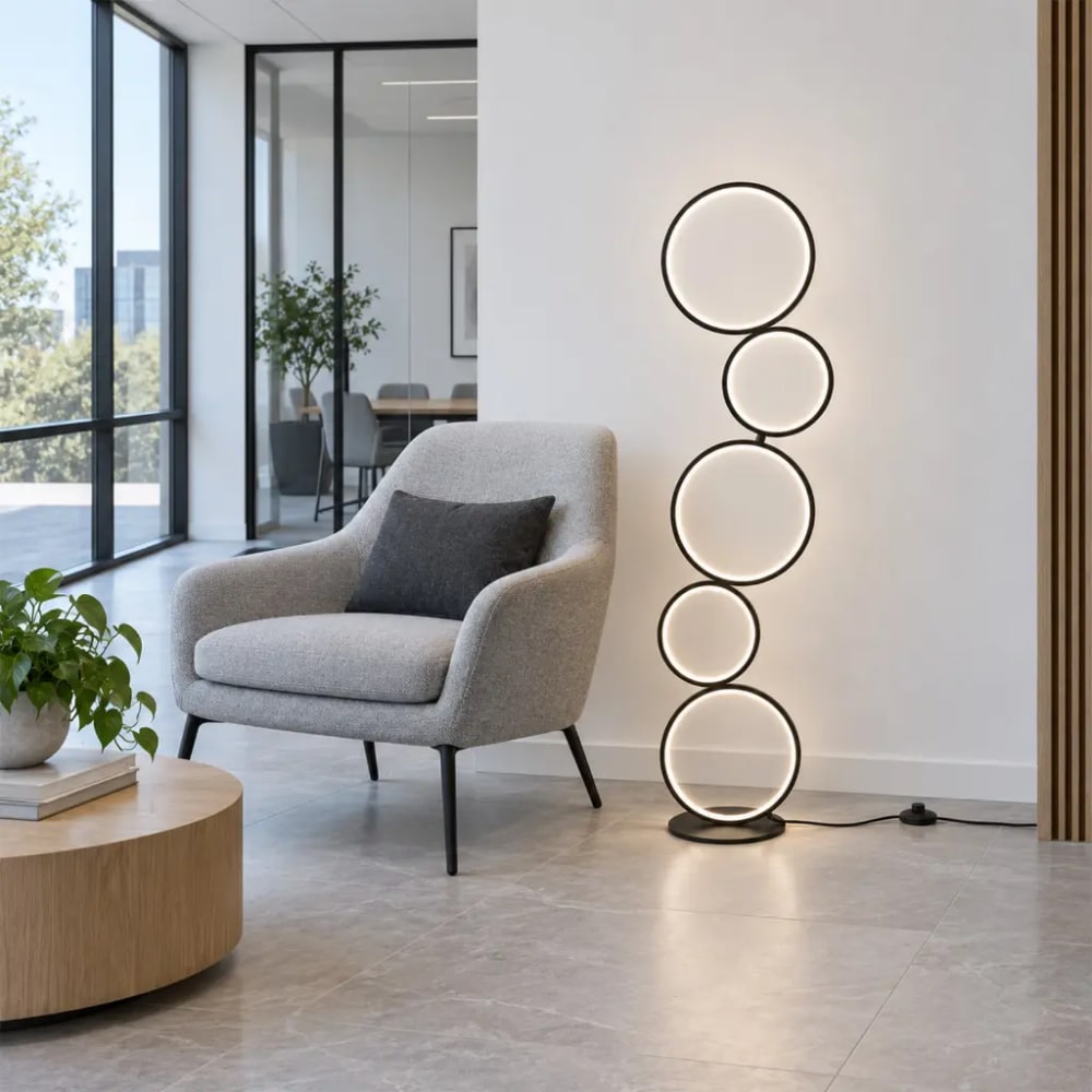Dimmbare LED-Stehleuchte 36W CCT aus schwarzem Aluminium H117 cm
