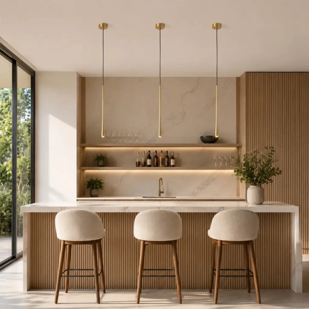 Pendelleuchte LED 7W Aluminium goldfarben 2700K 40 cm - Maisons