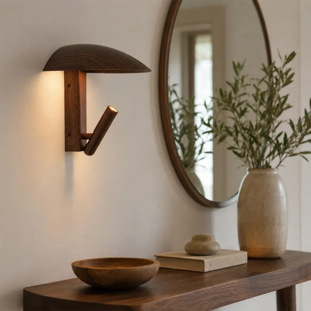 wandleuchte LED Leselicht 3W 2700K dunkle Holzoptik 28 cm -