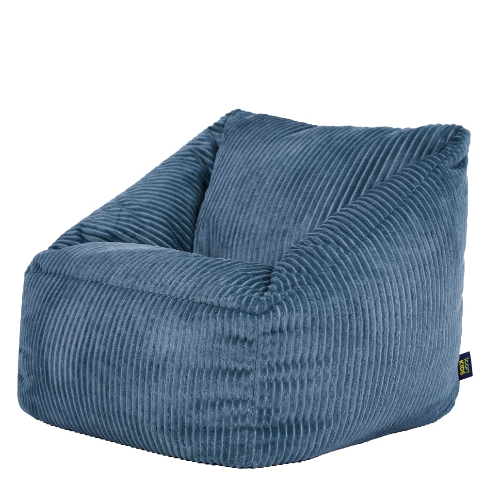 Flauschiger Sitzsack-Sessel für Kinder aus Cord, Denim Blau -
