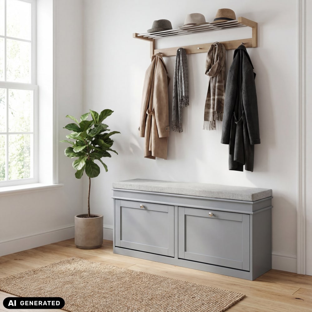 Schuhschrank aus MDF, lackiert, Grau - Maisons Du Monde