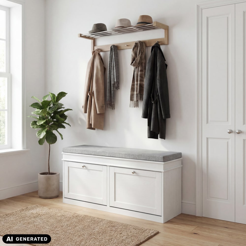 Schuhschrank aus MDF, lackiert, Weiß/Grau - Maisons Du Monde