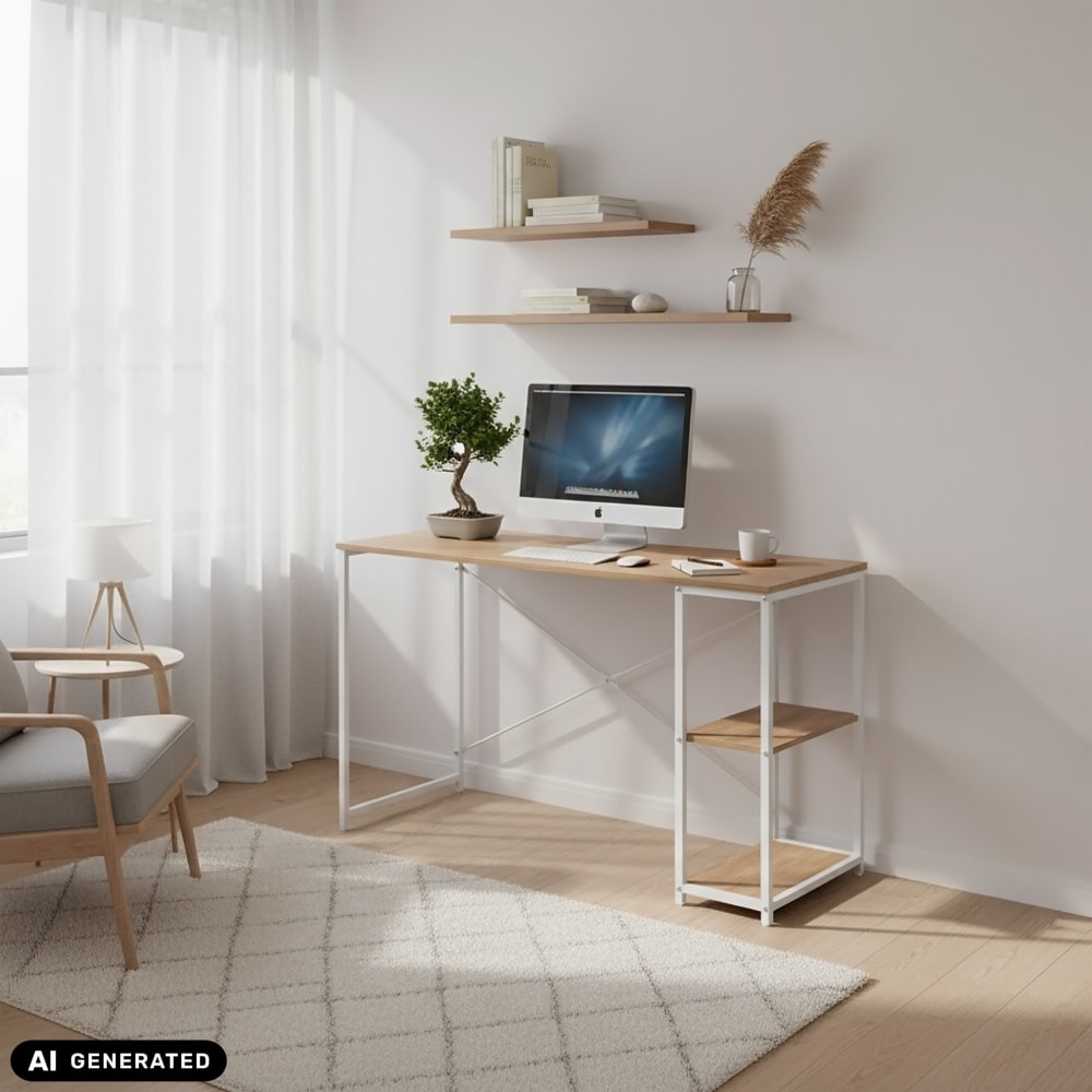 Schreibtisch in Holzoptik, Weiß/Eiche - Maisons Du Monde
